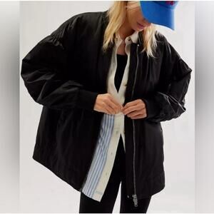 Free People Black Bomber Jacket